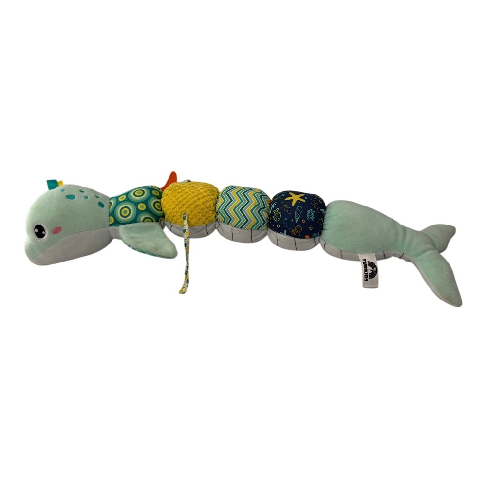 Turkids Plush Whale Sensory Toy Growth Chart Activity Stuffed Animal Mint Green